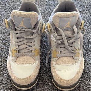 Jordan 4 Kids Sneakers in Gray, White, and Tan